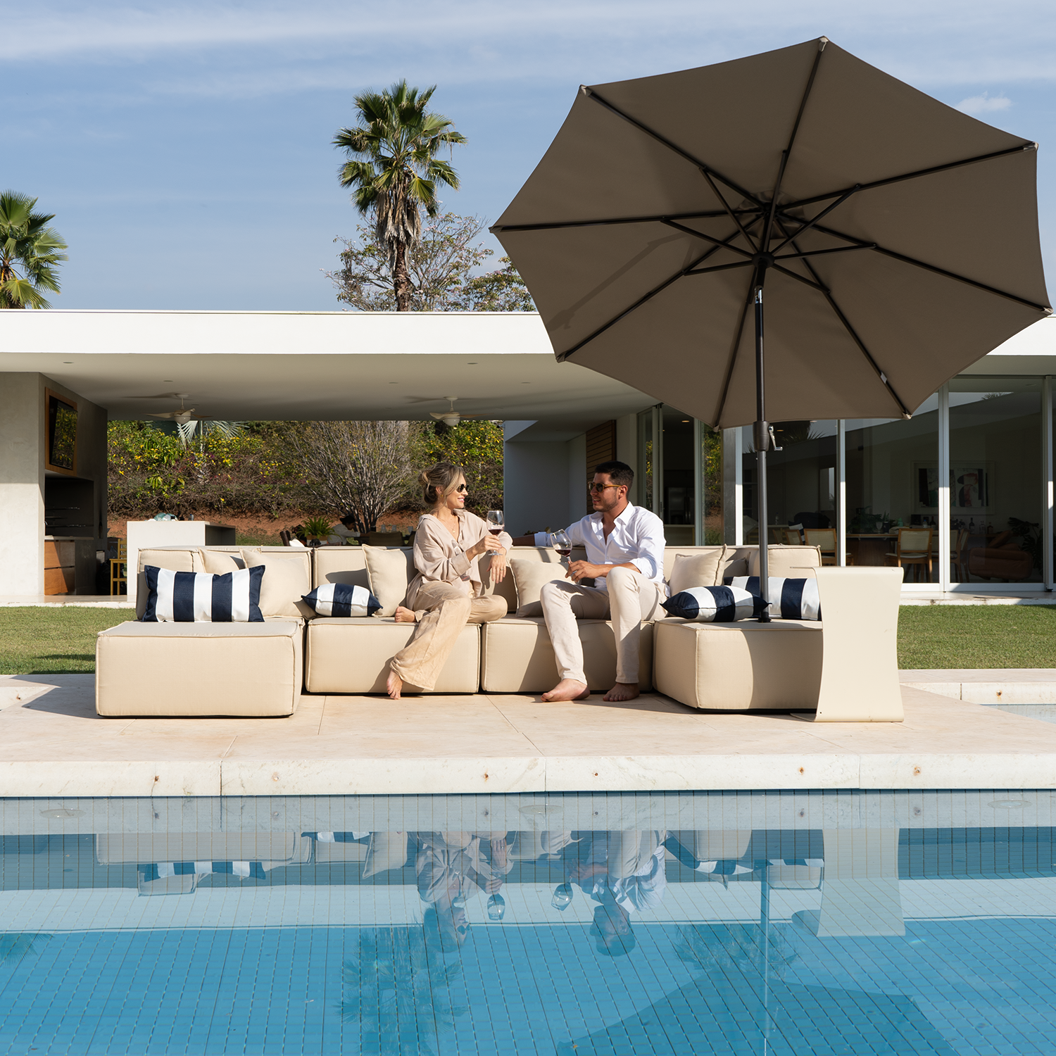 Lounge Zimma com 6 Módulos Linho