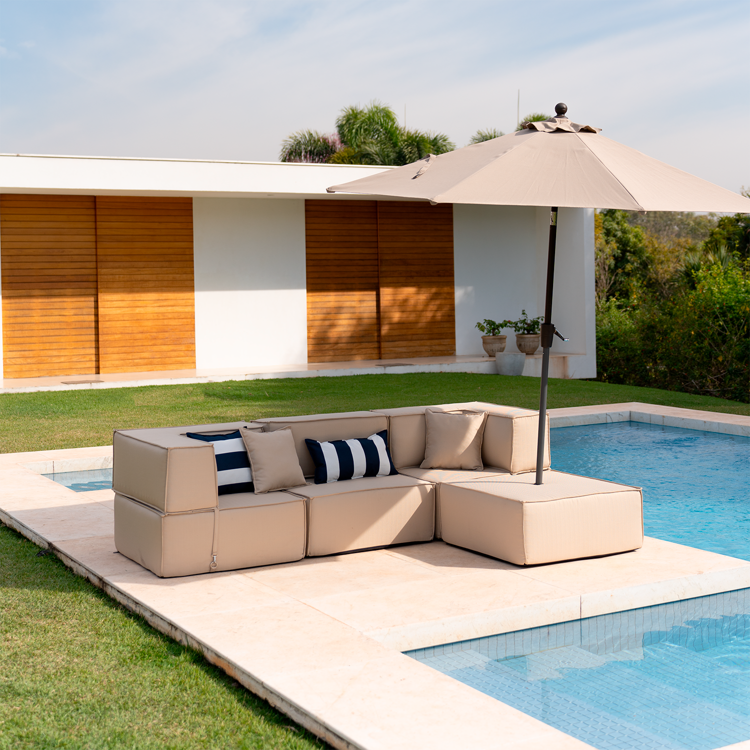 Lounge Zimma com 4 Módulos Linho