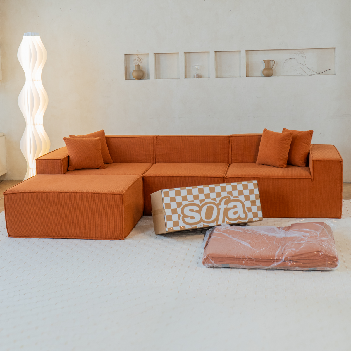 Sofá Modular Pelion 3 Lugares com 2 Chaises - Laranja · vista 6