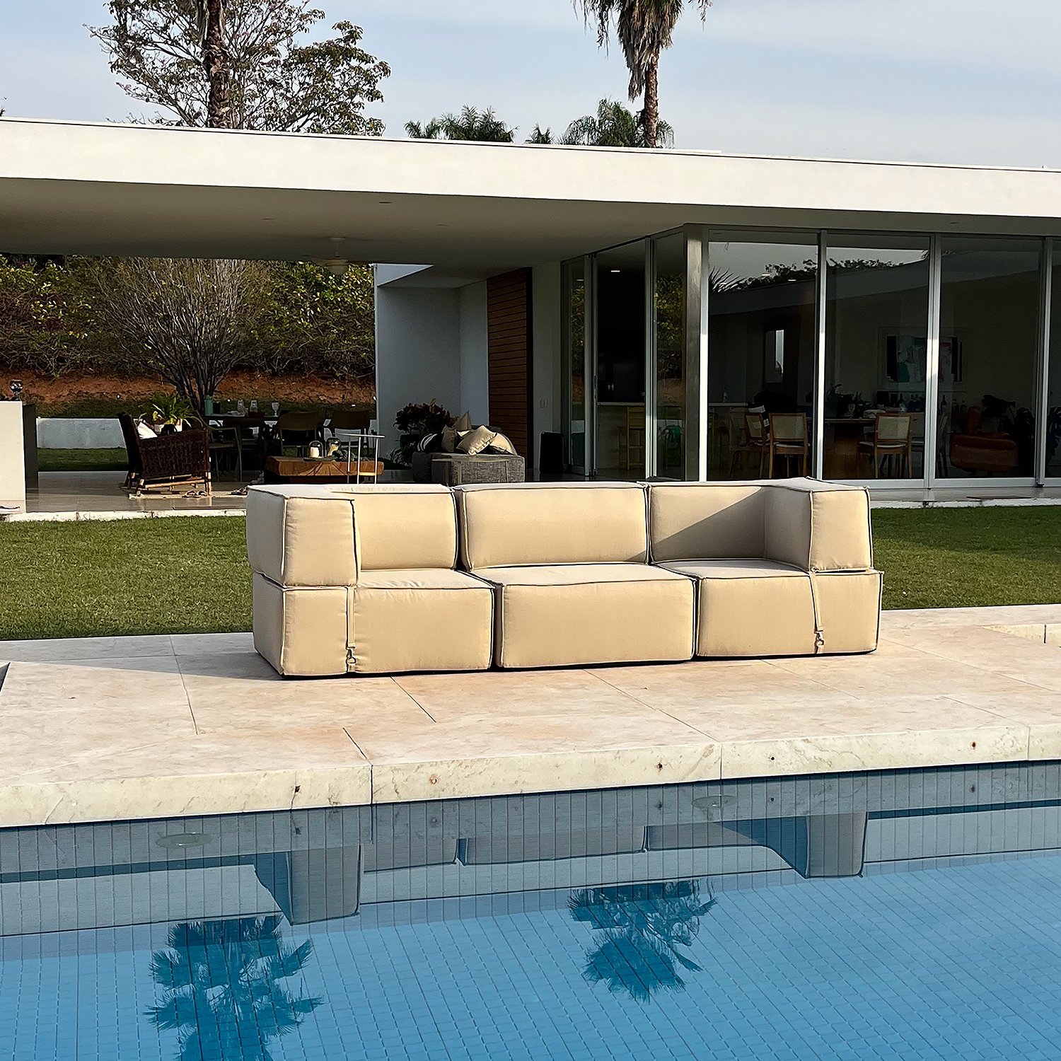 Lounge Zimma com 3 Módulos Linho