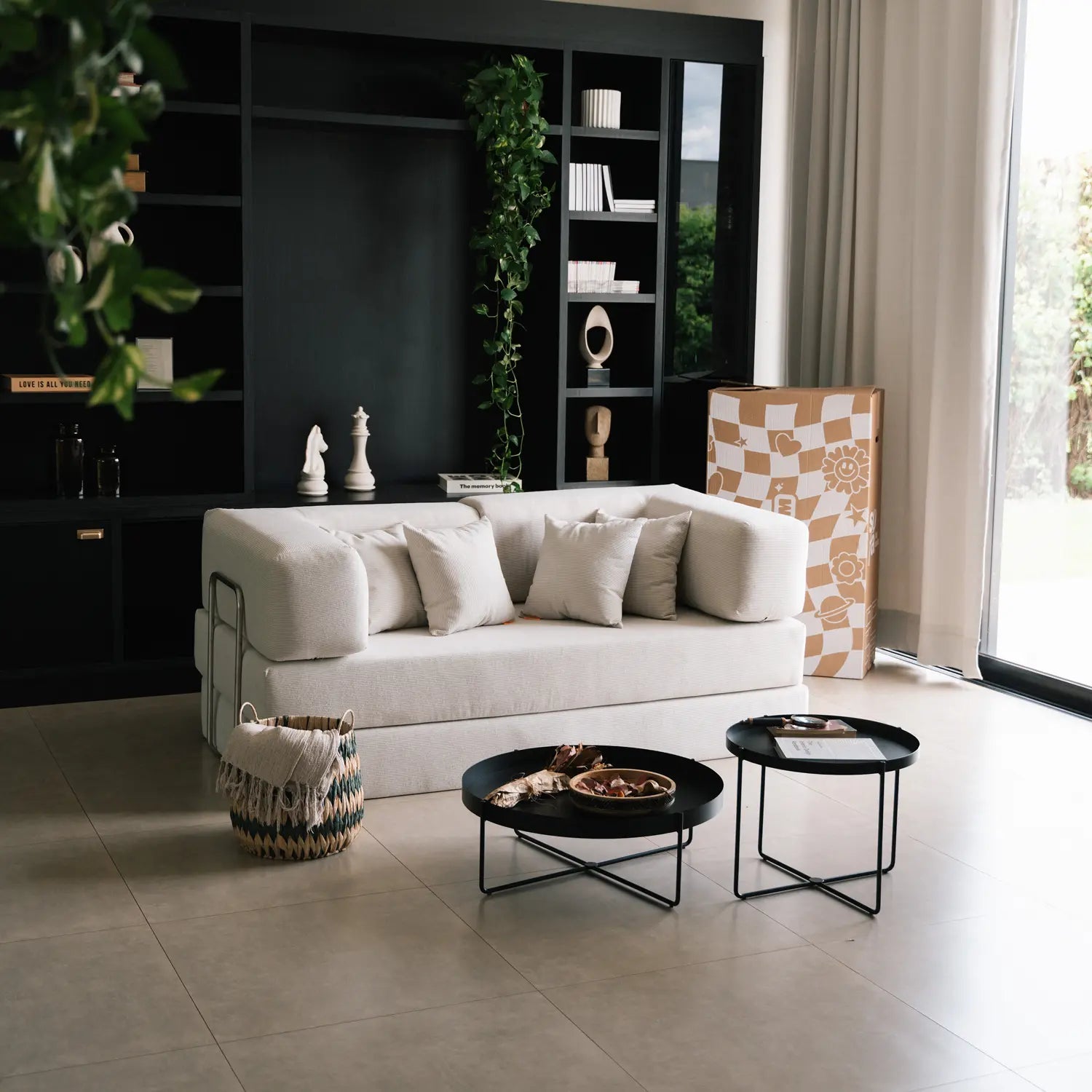 Sofá Cama Bloom Tecido Boucle Cinza - Sofá na Caixa