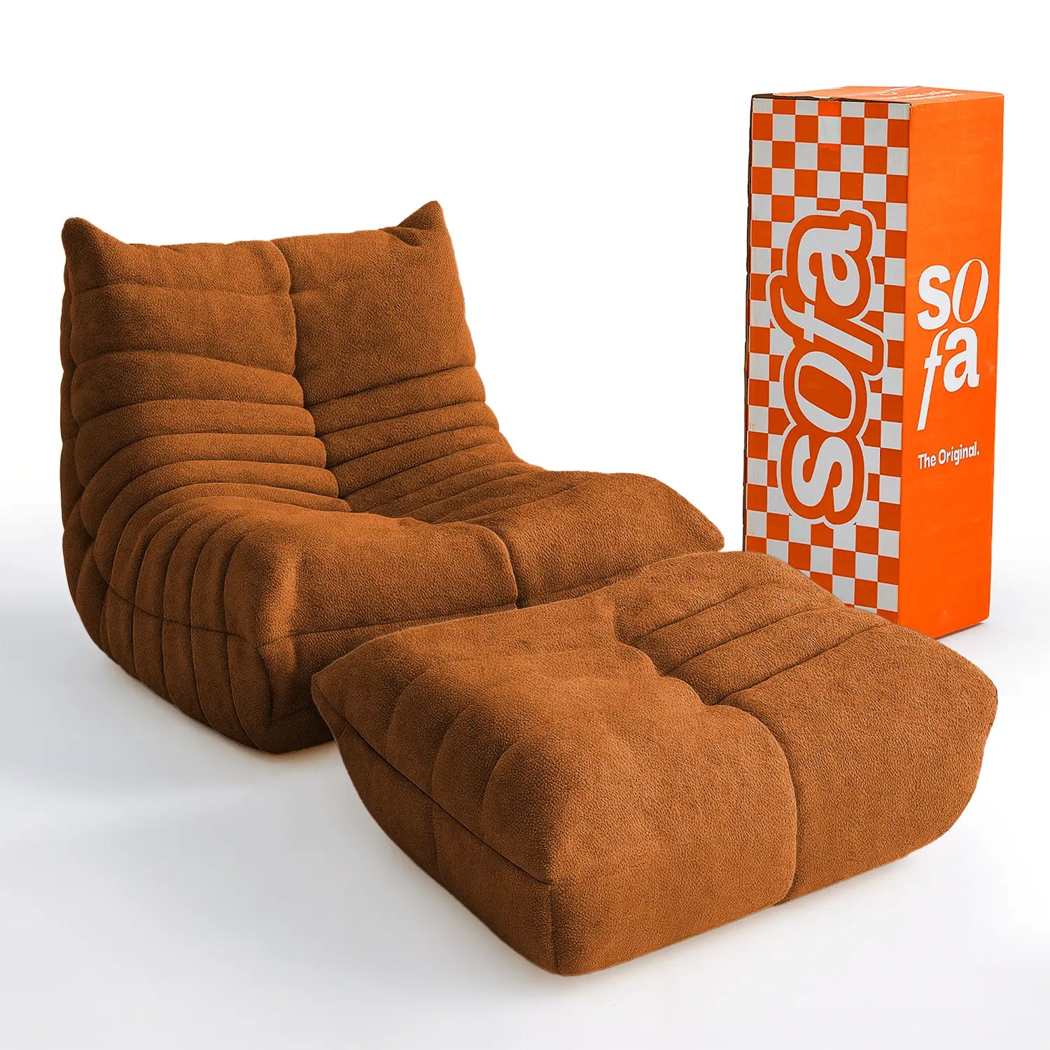 Kit Poltrona Design 1973 + Apoio para pés - Laranja