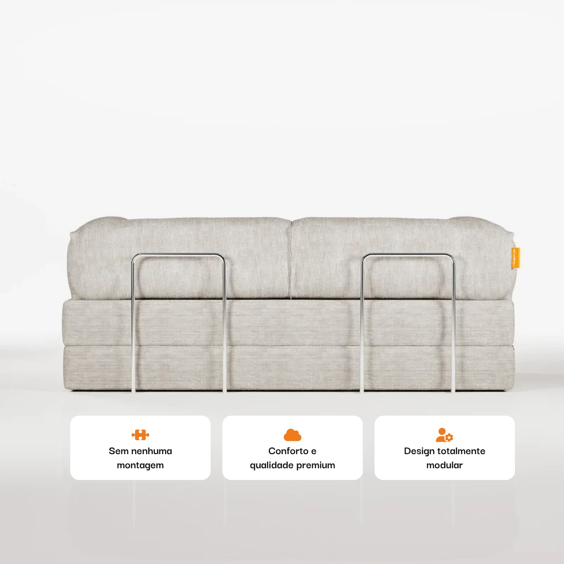 Sofá Cama Bloom Tecido Boucle Linho - Sofá na Caixa · em tecido linho · vista 12
