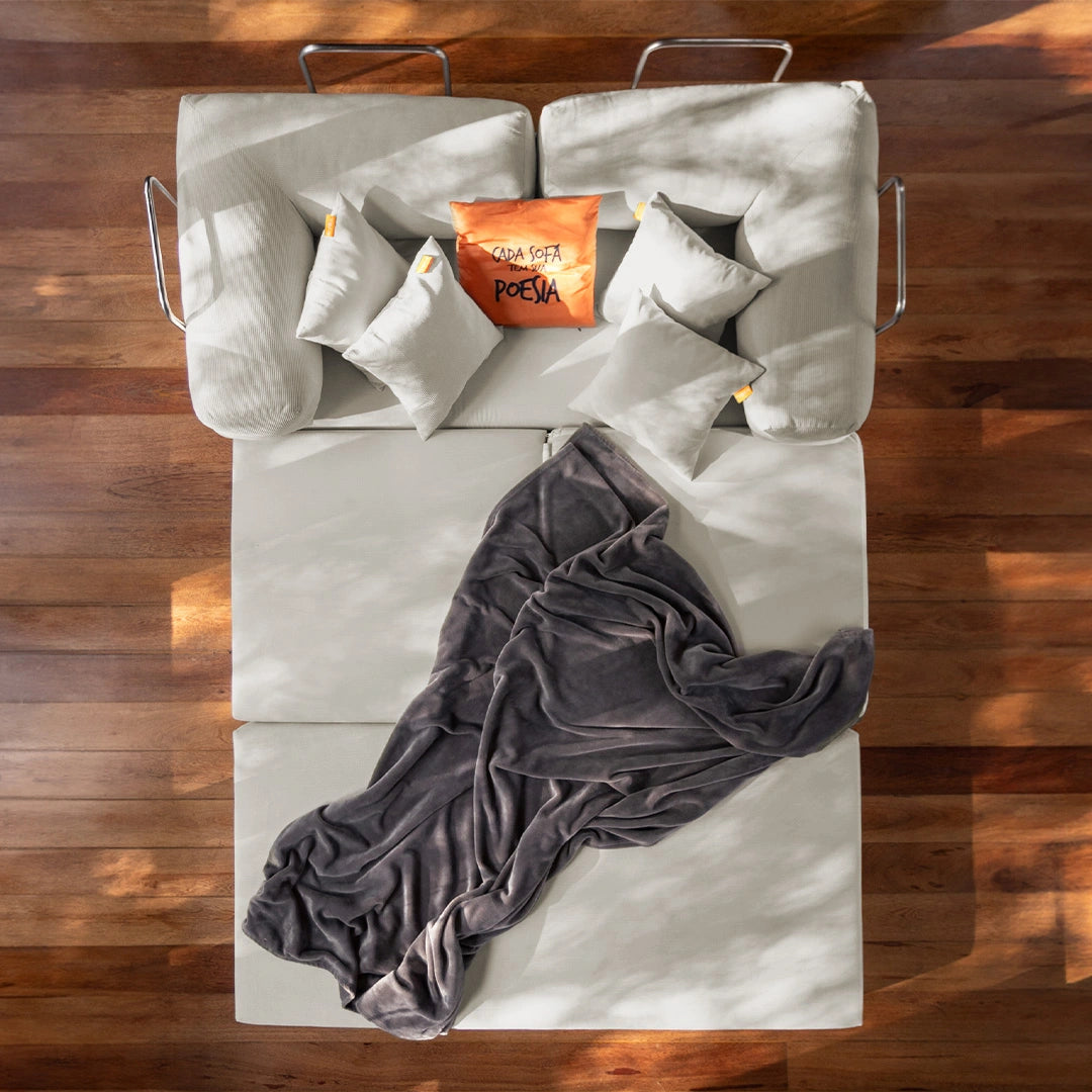 Sofá Cama Bloom - Sofá na Caixa + Apoio de Pé Bloom Tecido Boucle Linho Grátis · em tecido linho · vista 4