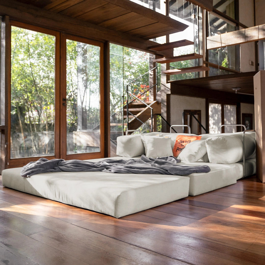 Sofá Cama Bloom - Sofá na Caixa + Apoio de Pé Bloom Tecido Boucle Linho Grátis · em tecido linho · vista 13