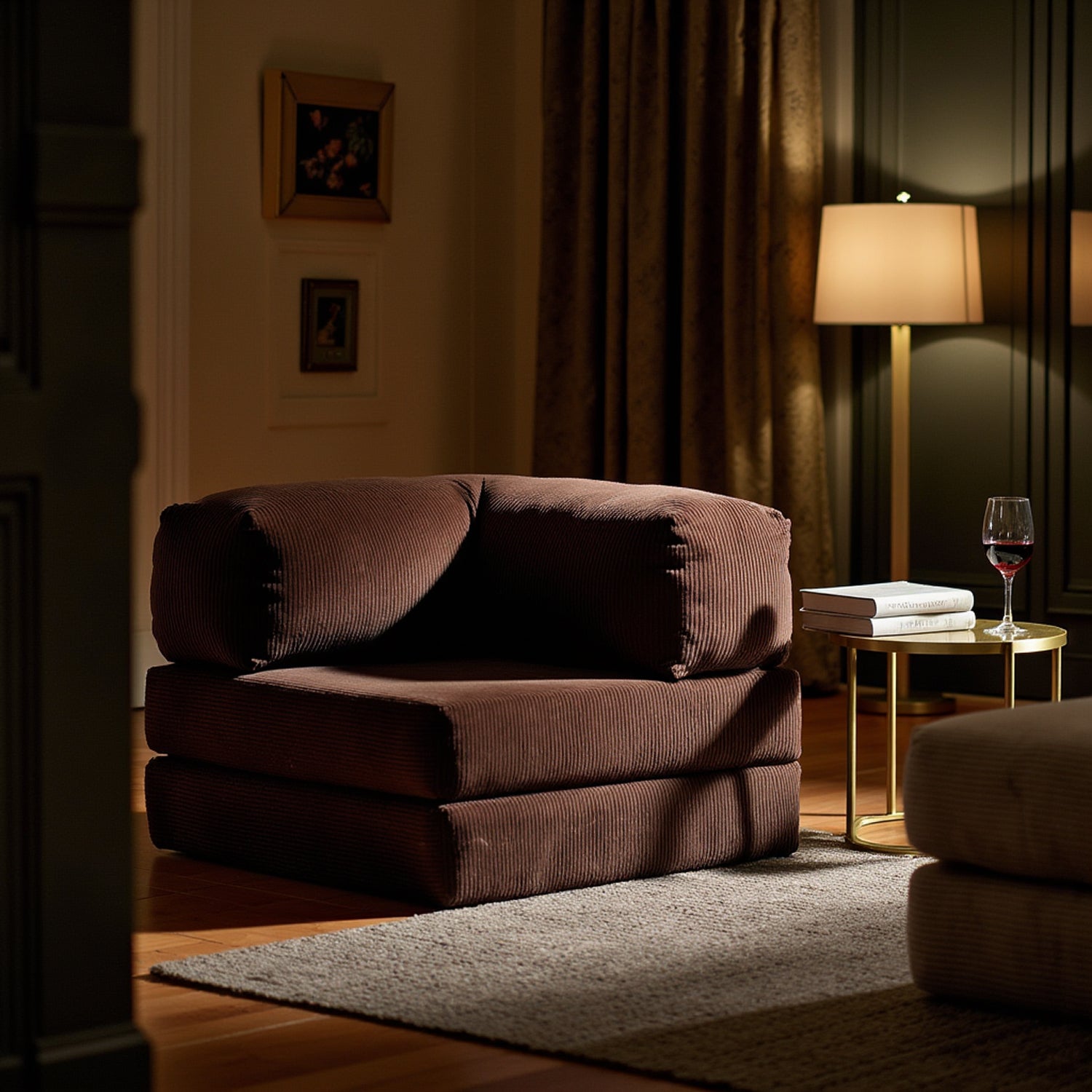 Sofá Cama Bloom - Sofá na Caixa + Poltrona Bloom Tecido Boucle Marrom · detalhe na cor marrom · vista 10