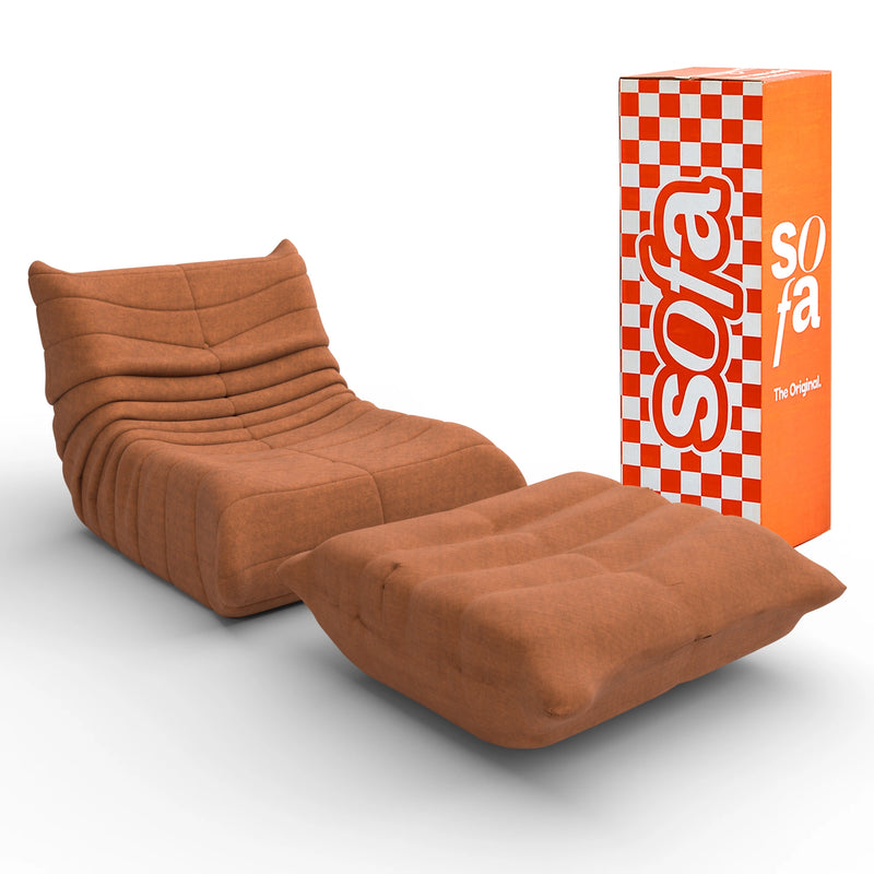 Kit Poltrona Design 1973 + Apoio para pés - Laranja - Sofá na Caixa