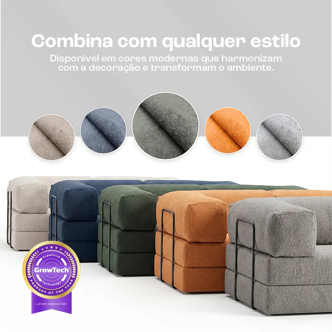 Sofá Cama Bloom Tecido Boucle Verde Musgo - Sofá na Caixa