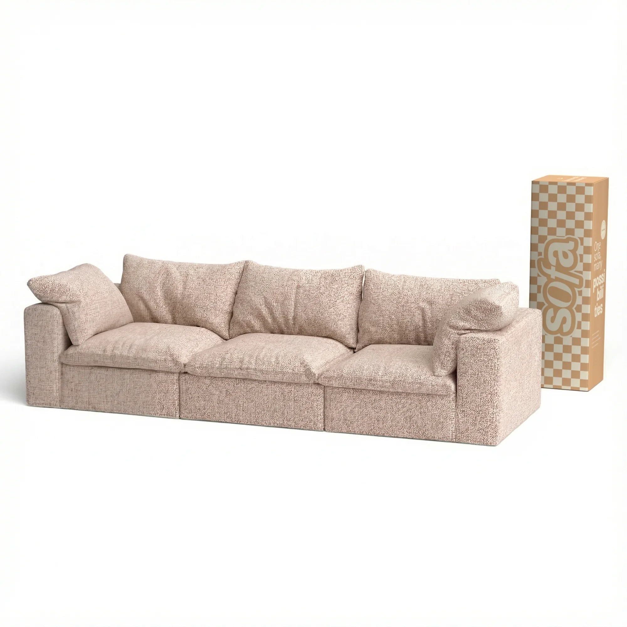 Sofá na Caixa modular Sienna 3 lugares em Boucle - Bege Areia