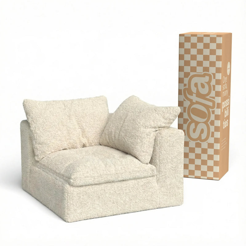 Sofá na Caixa modular Sienna 1 lugar Canto em L Esquerdo Boucle - Off-White