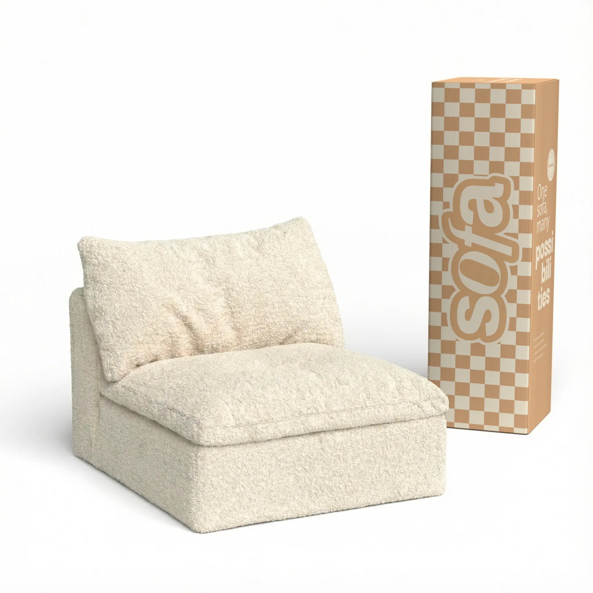 Sofá na Caixa modular Sienna 1 lugar Poltrona em Boucle - Off-White