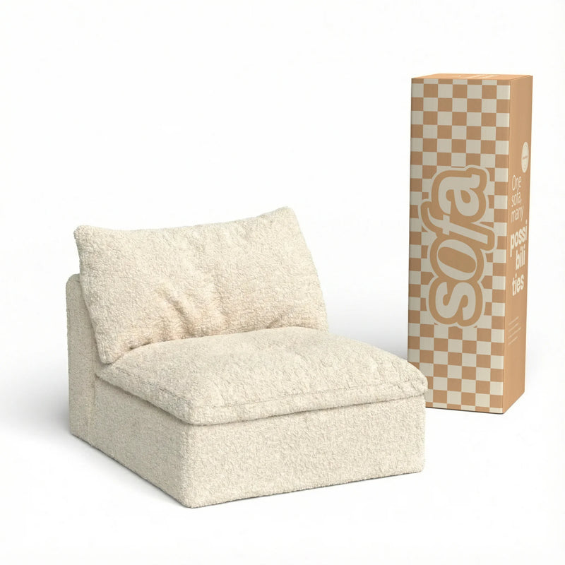 Sofá na Caixa modular Sienna 1 lugar Poltrona em Boucle - Off-White