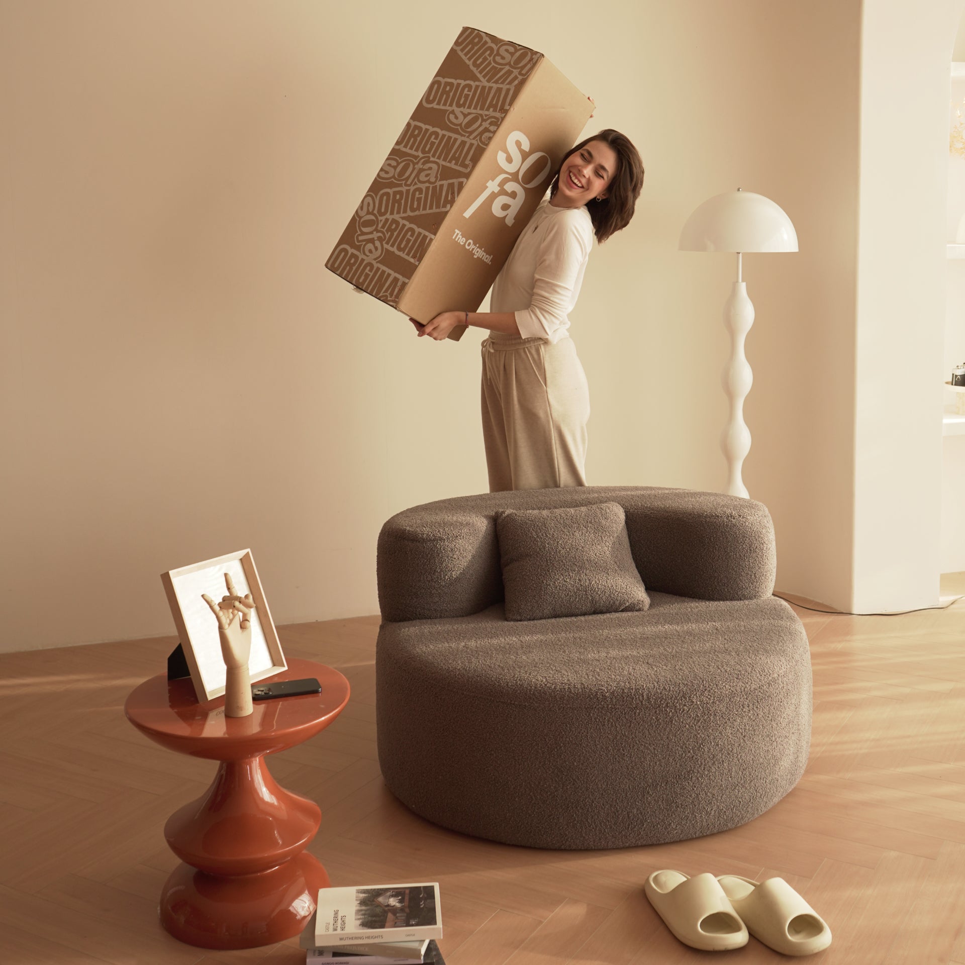 Poltrona Dunne Linho 1 unidade Sofá Na Caixa