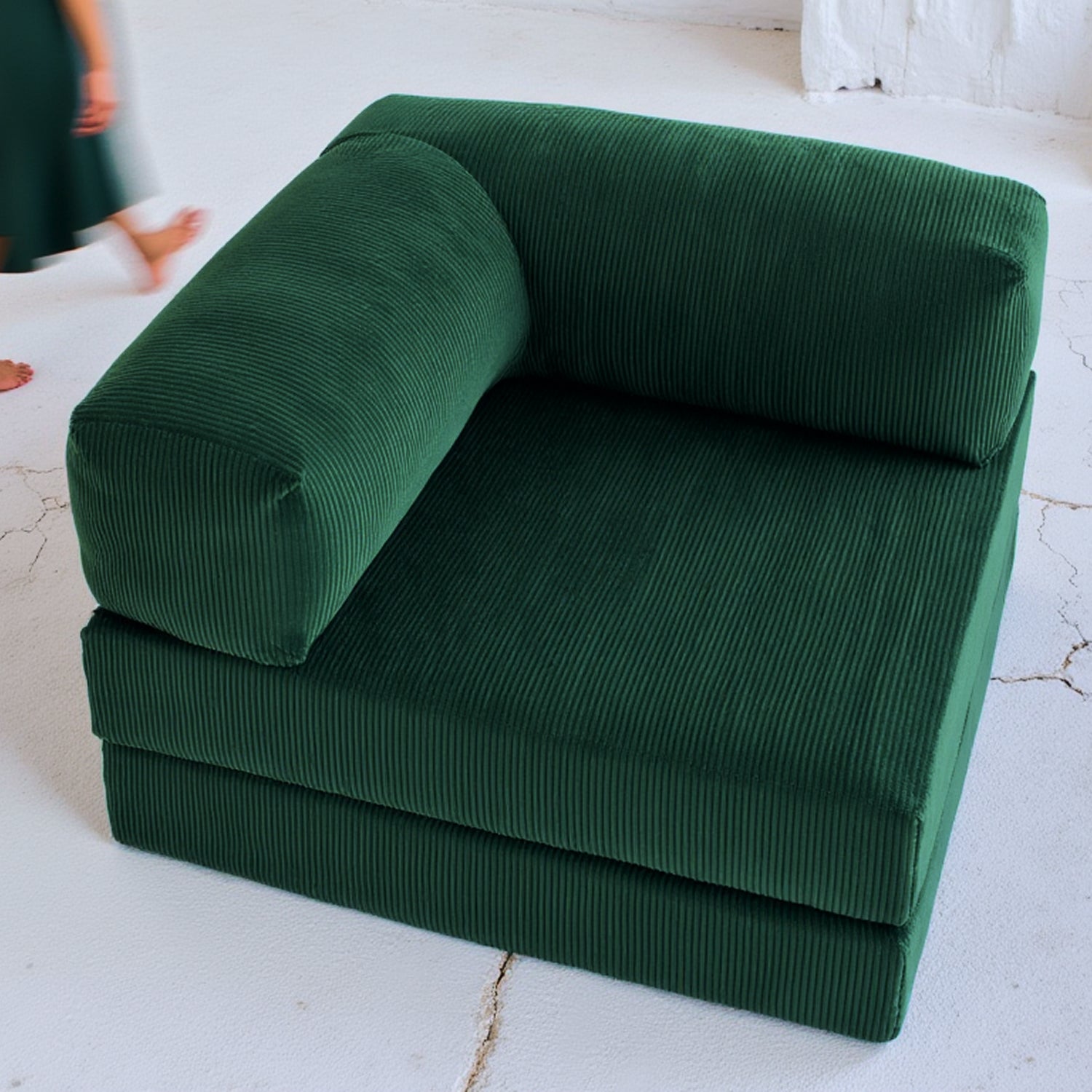 Poltrona do Sofá Cama Bloom Tecido Boucle Verde Musgo - Sofá na Caixa