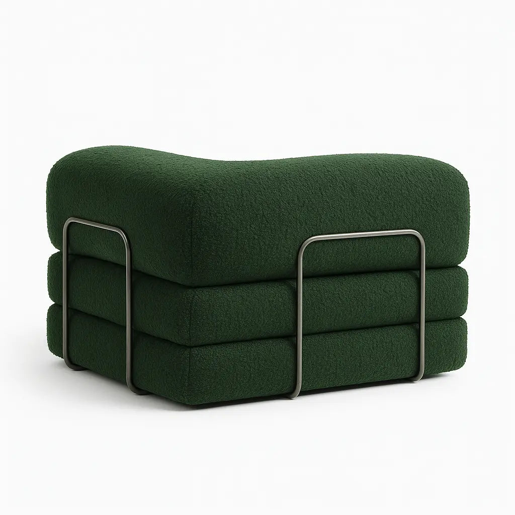 Sofá Cama Bloom - Sofá na Caixa + Poltrona Bloom Tecido Boucle Verde Musgo