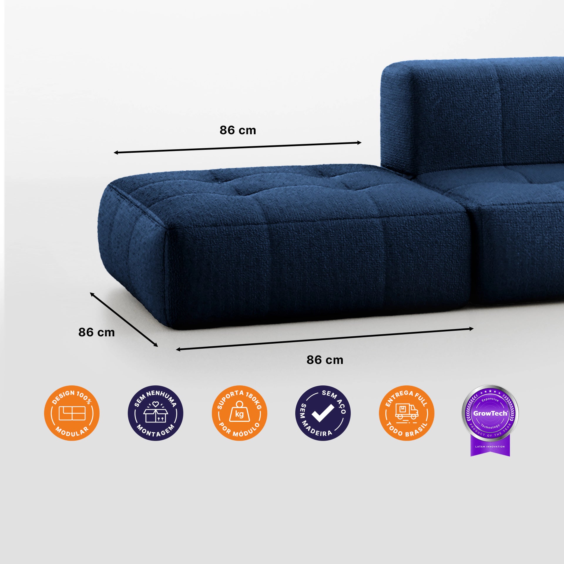 Apoio para o pé em Boucle - Sofá na Caixa - Azul