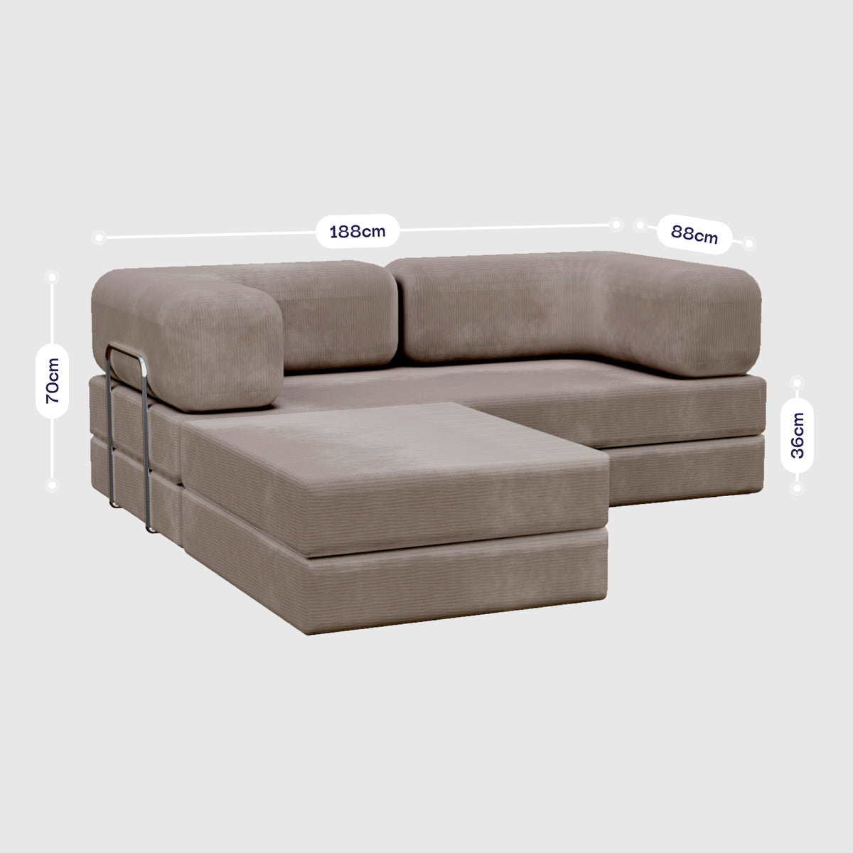 Sofá Cama Bloom - Sofá na Caixa + Apoio de Pé Bloom Tecido Boucle Cinza · vista 4