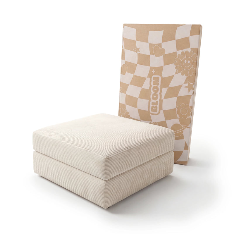 Chaise / Apoio de pé Sofá Cama Bloom Tecido Cotelê Linho - Sofá na Caixa