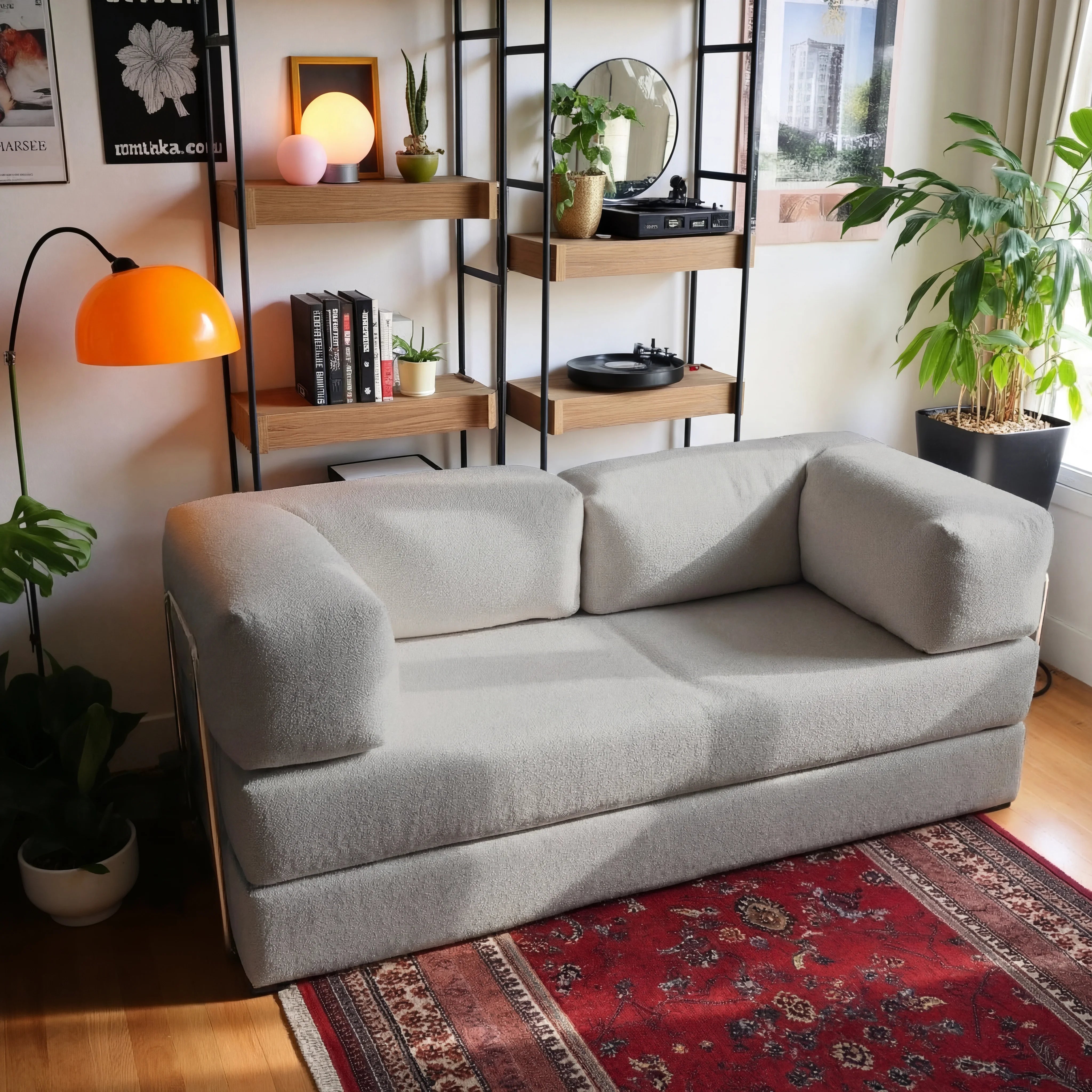 Sofá Cama Bloom Tecido Boucle Cinza - Sofá na Caixa · vista 5
