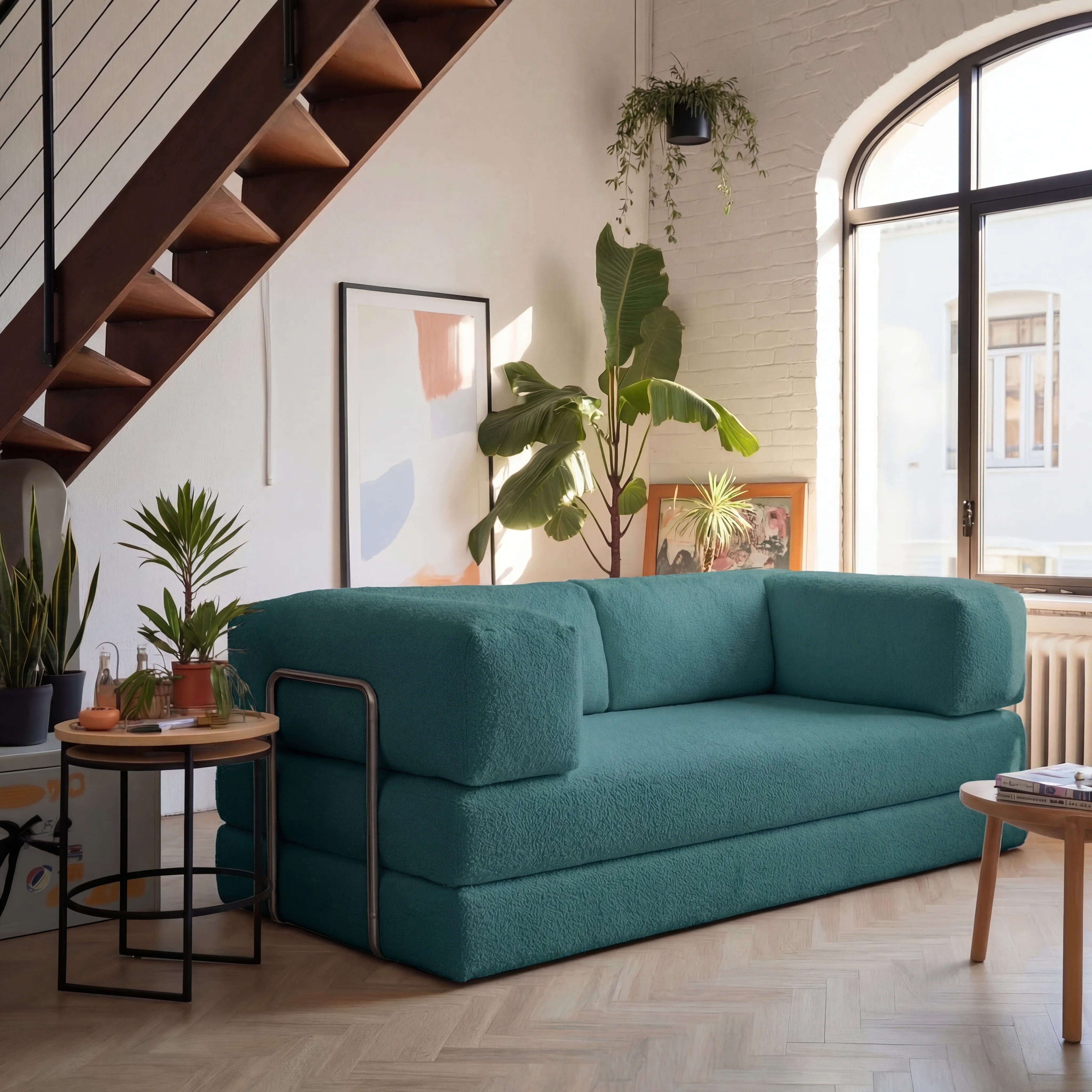 Sofá Cama Bloom Tecido Boucle Verde Musgo - Sofá na Caixa