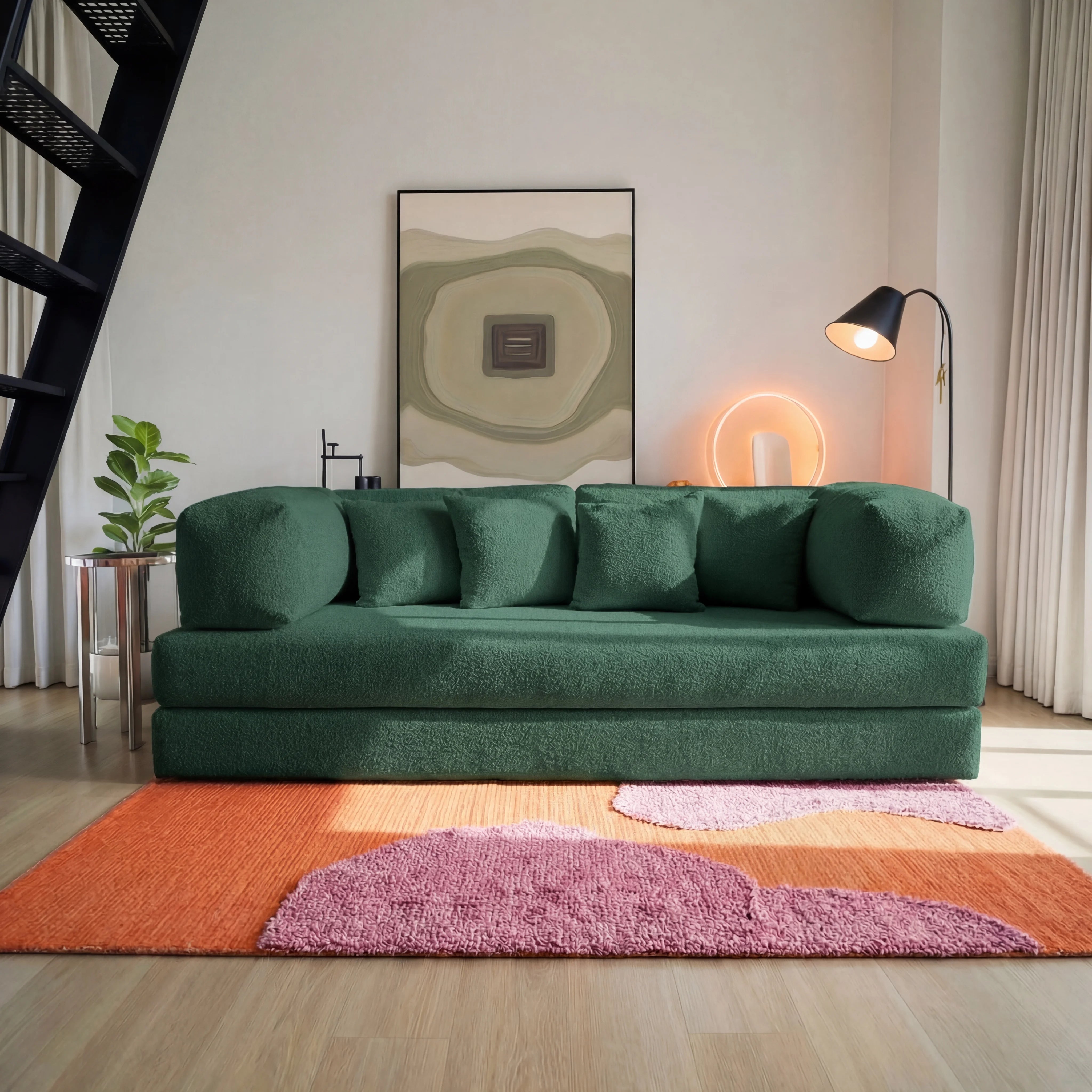 Sofá Cama Bloom Tecido Boucle Verde Musgo - Sofá na Caixa