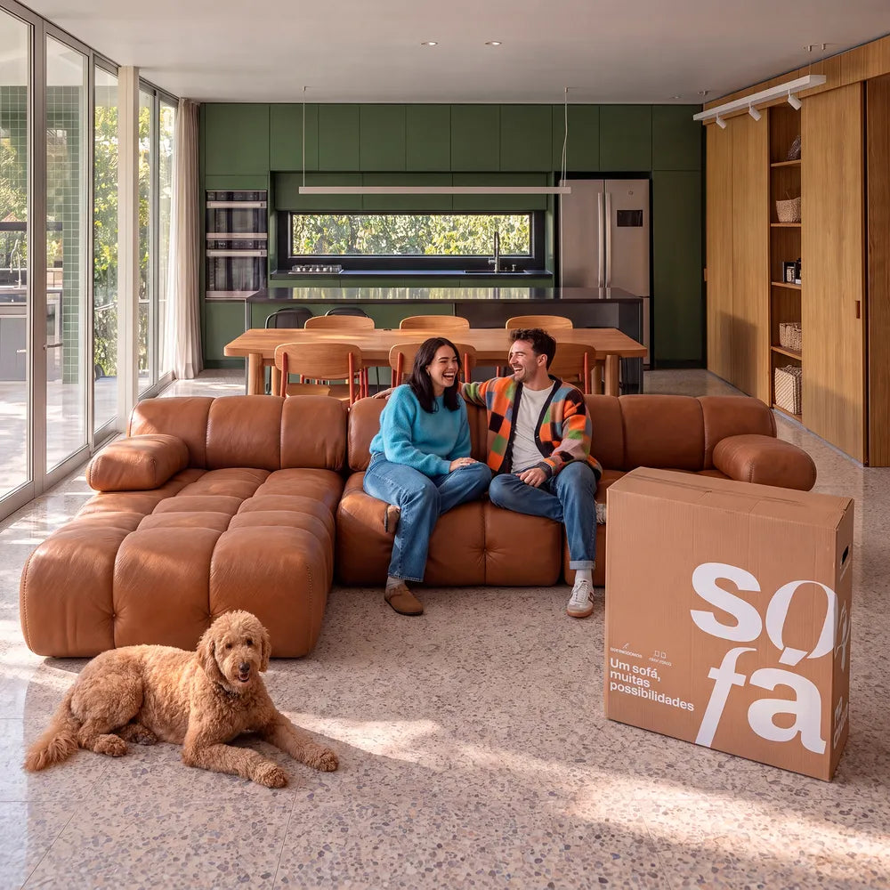 Sofá na Caixa Gummy 3 lugares em Boucle com 1 Apoios de pé - Courino