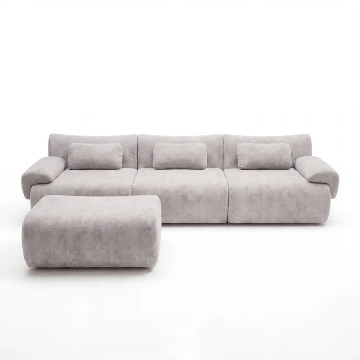 Sofá na Caixa modular Horizon 3 lugares em Boucle - Cinza