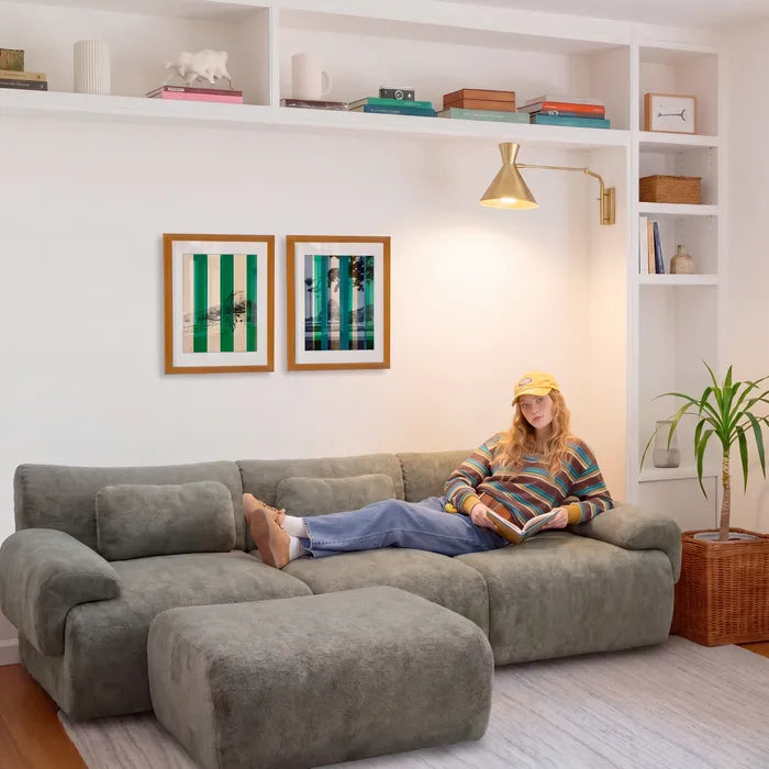 Sofá na Caixa modular Horizon 3 lugares em Boucle - Verde · vista 19
