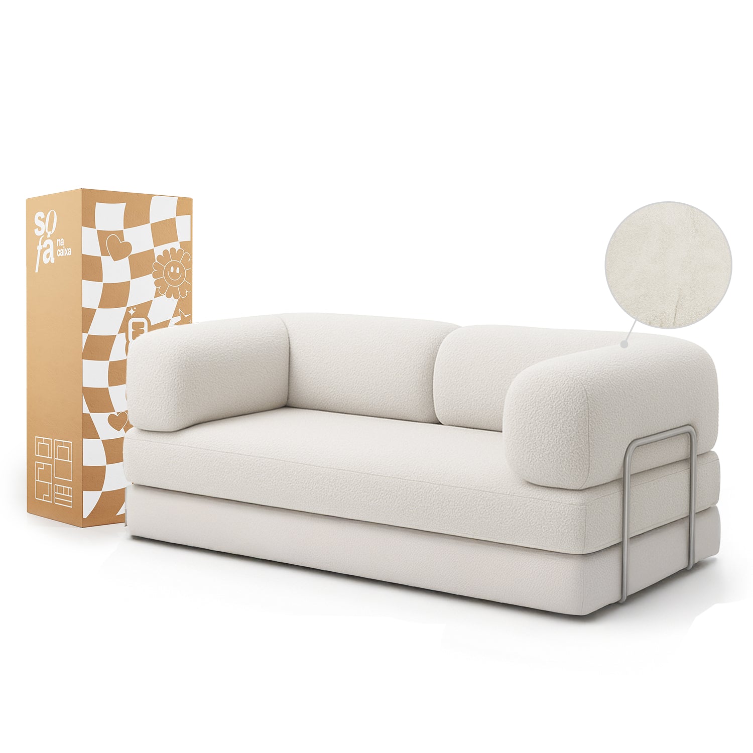 Sofá Cama Bloom Área Externa Tecido Linho - Sofá na Caixa