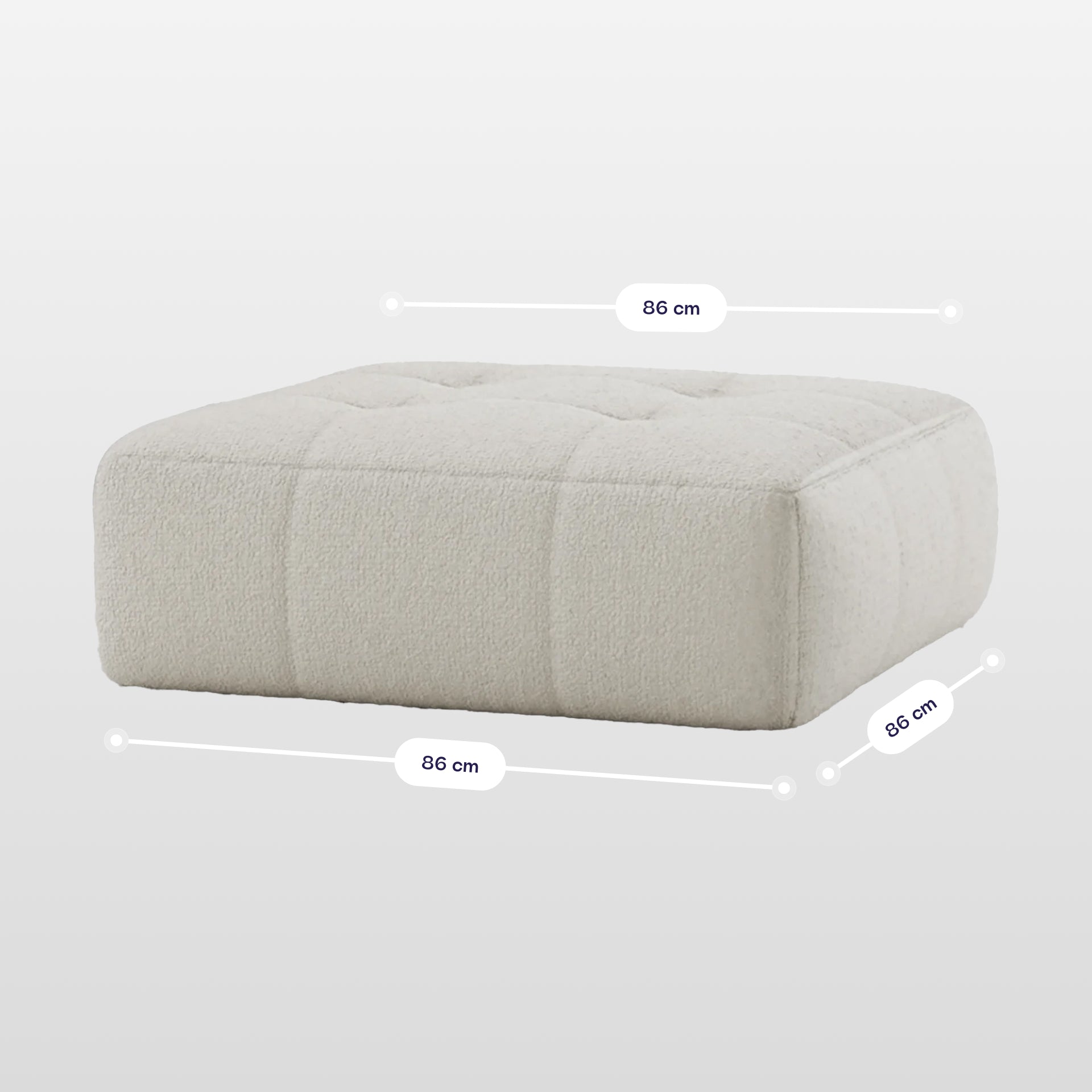 Sofá na Caixa modular 3 lugares em Boucle sem braço com chaise - Linho