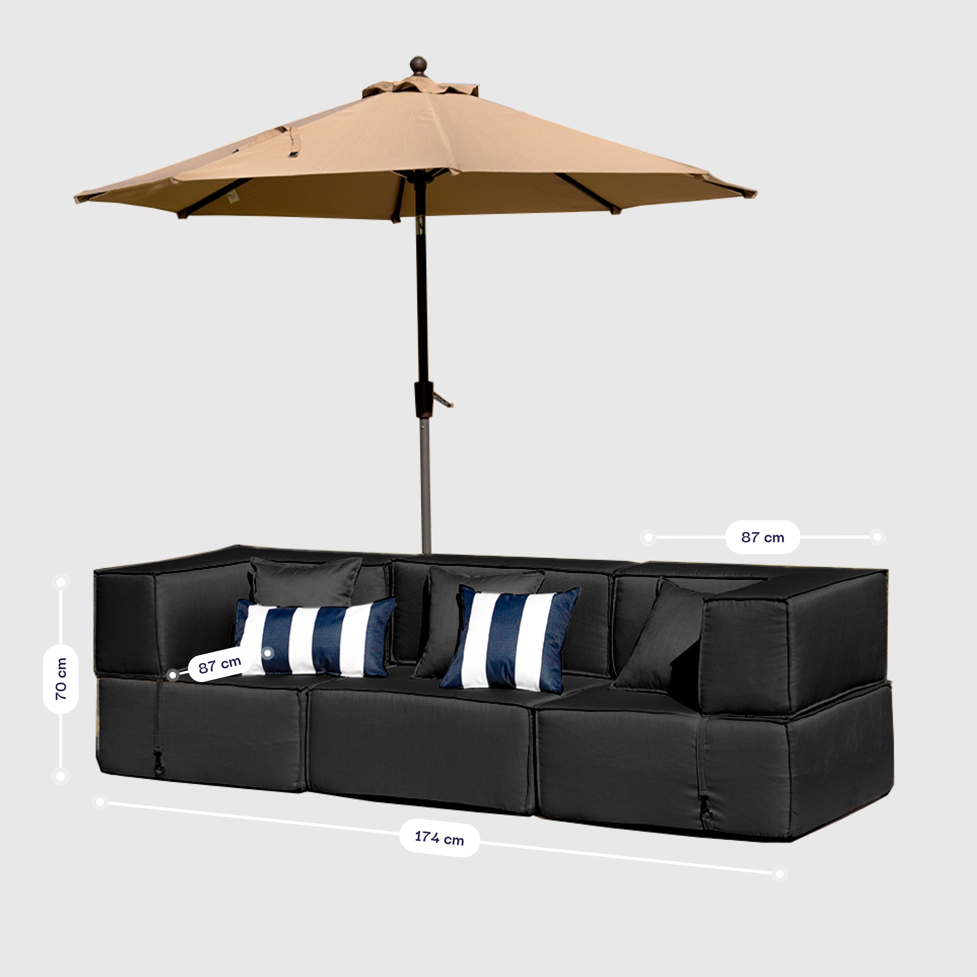 Lounge Zimma com 3 Módulos Preto