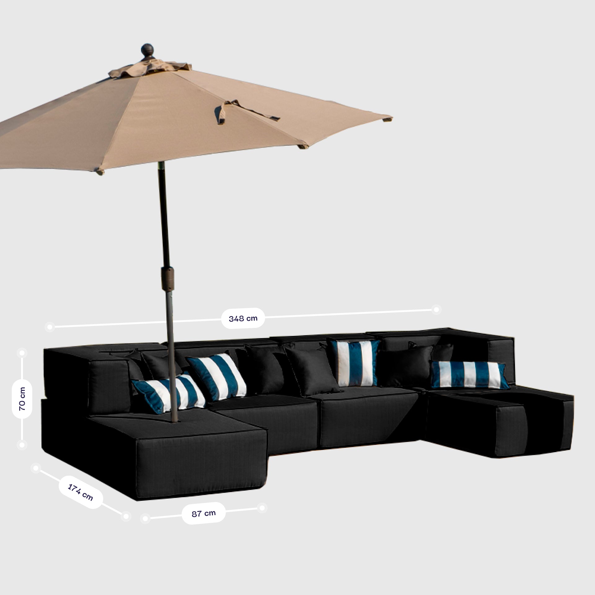 Lounge Zimma com 6 Módulos Preto