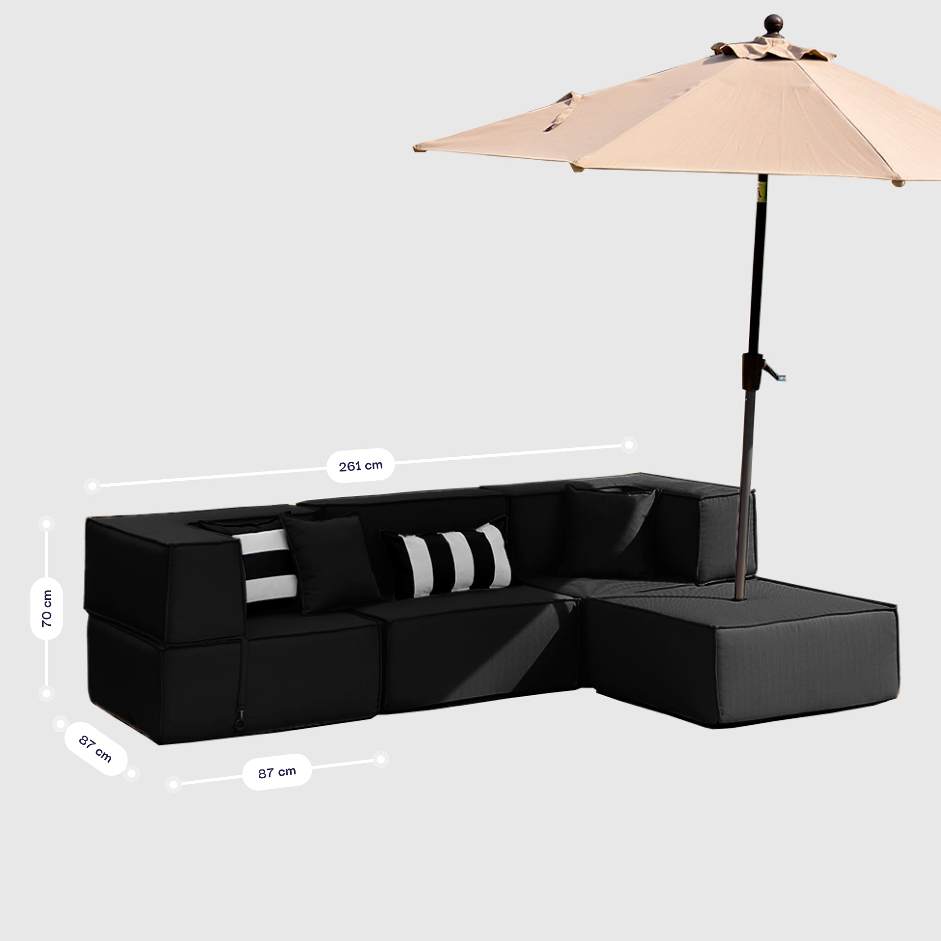 Lounge Zimma com 4 Módulos Preto