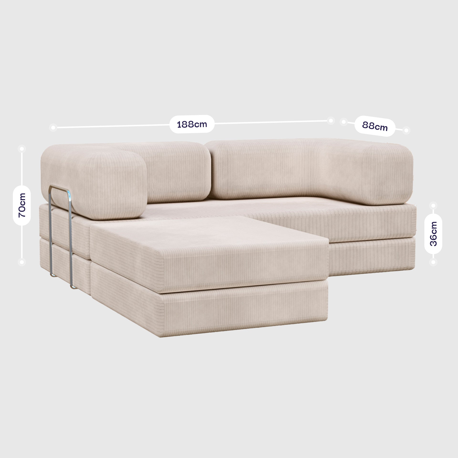Sofá Cama Bloom - Sofá na Caixa + Apoio de Pé Bloom Tecido Boucle Linho Grátis · vista 4