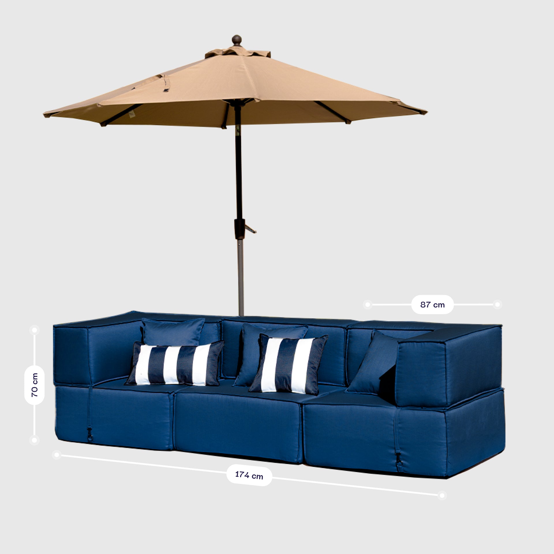 Lounge Zimma com 3 Módulos Azul