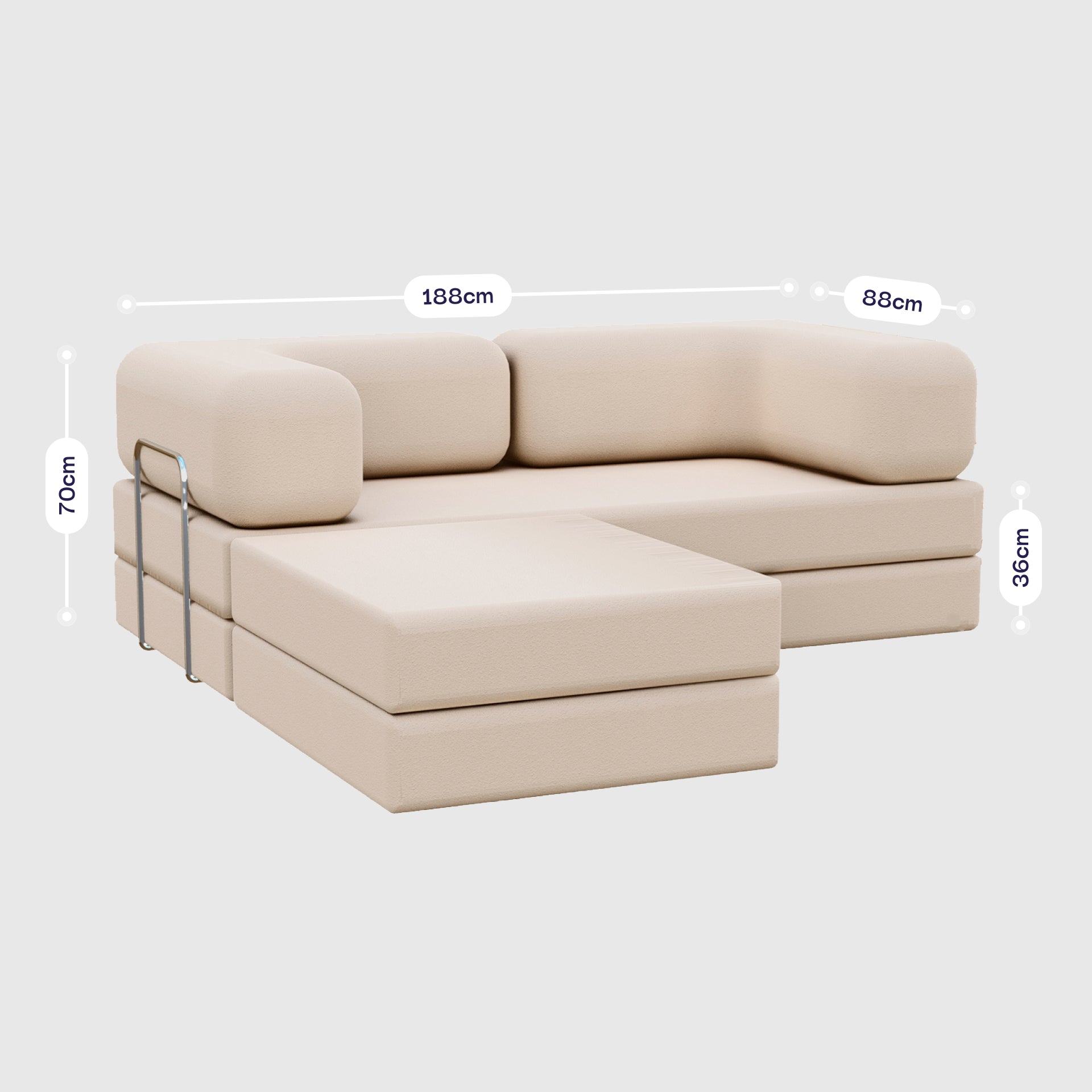 Sofá Cama Bloom - Sofá na Caixa + Apoio de Pé Bloom Tecido Boucle Laranja