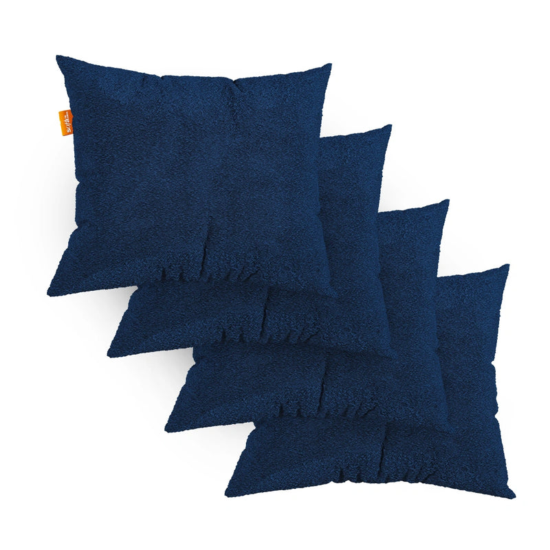 Kit 4 Almofadas Tecido Bouclé - Cor Azul - 45x45cm - Sofá na Caixa