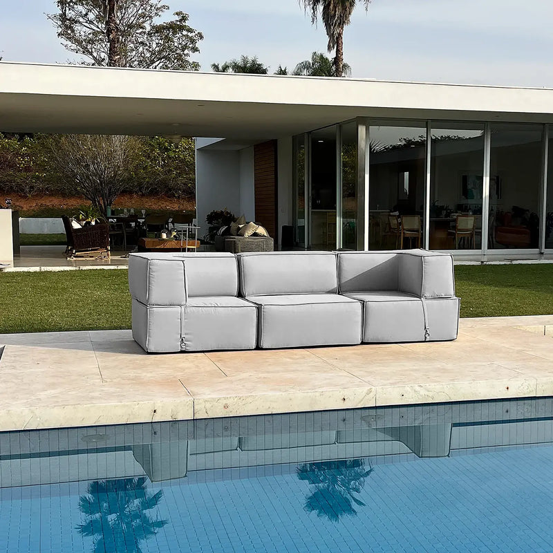 Lounge Zimma com 3 Módulos Cinza - Sofá na Caixa