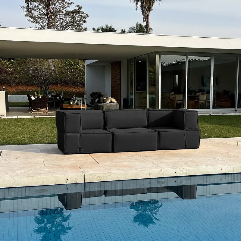 Lounge Zimma com 3 Módulos Preto - Sofá na Caixa