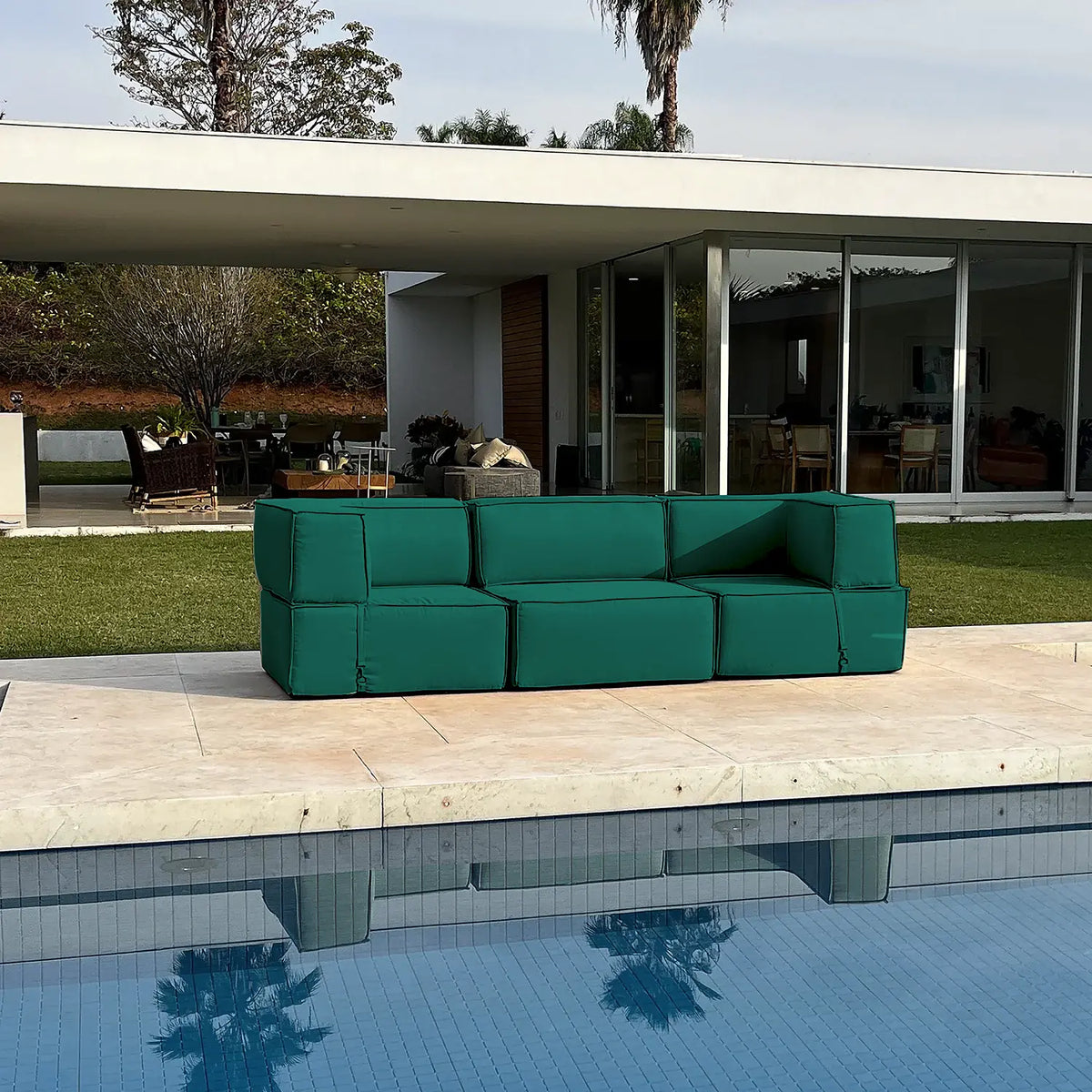 Lounge Zimma com 3 Módulos Verde - Sofá na Caixa
