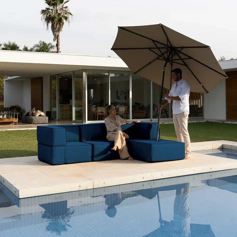 Lounge Zimma com 4 Módulos Azul · detalhe na cor azul