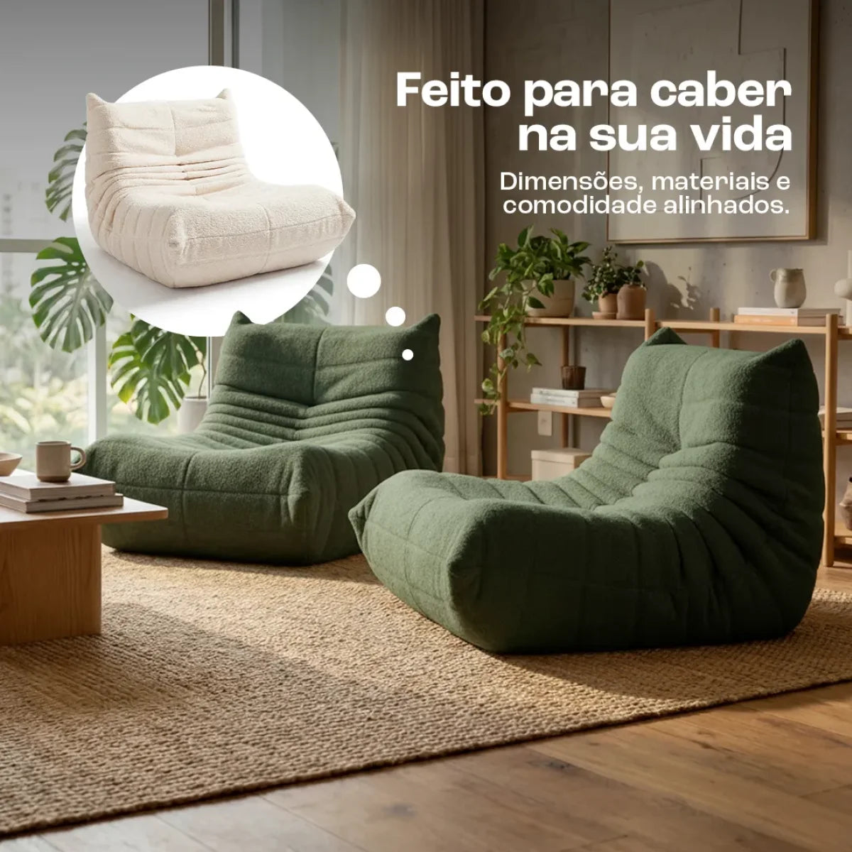 Poltrona Design 1973 Verde 1 unidade Sofá na Caixa · vista 10