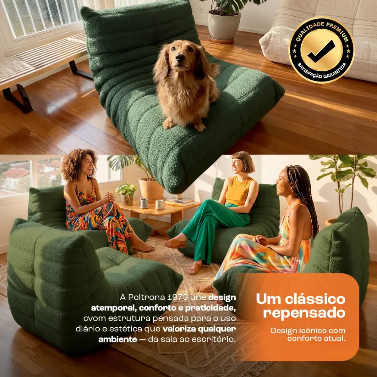 Poltrona Design 1973 Verde 1 unidade Sofá na Caixa · vista 5