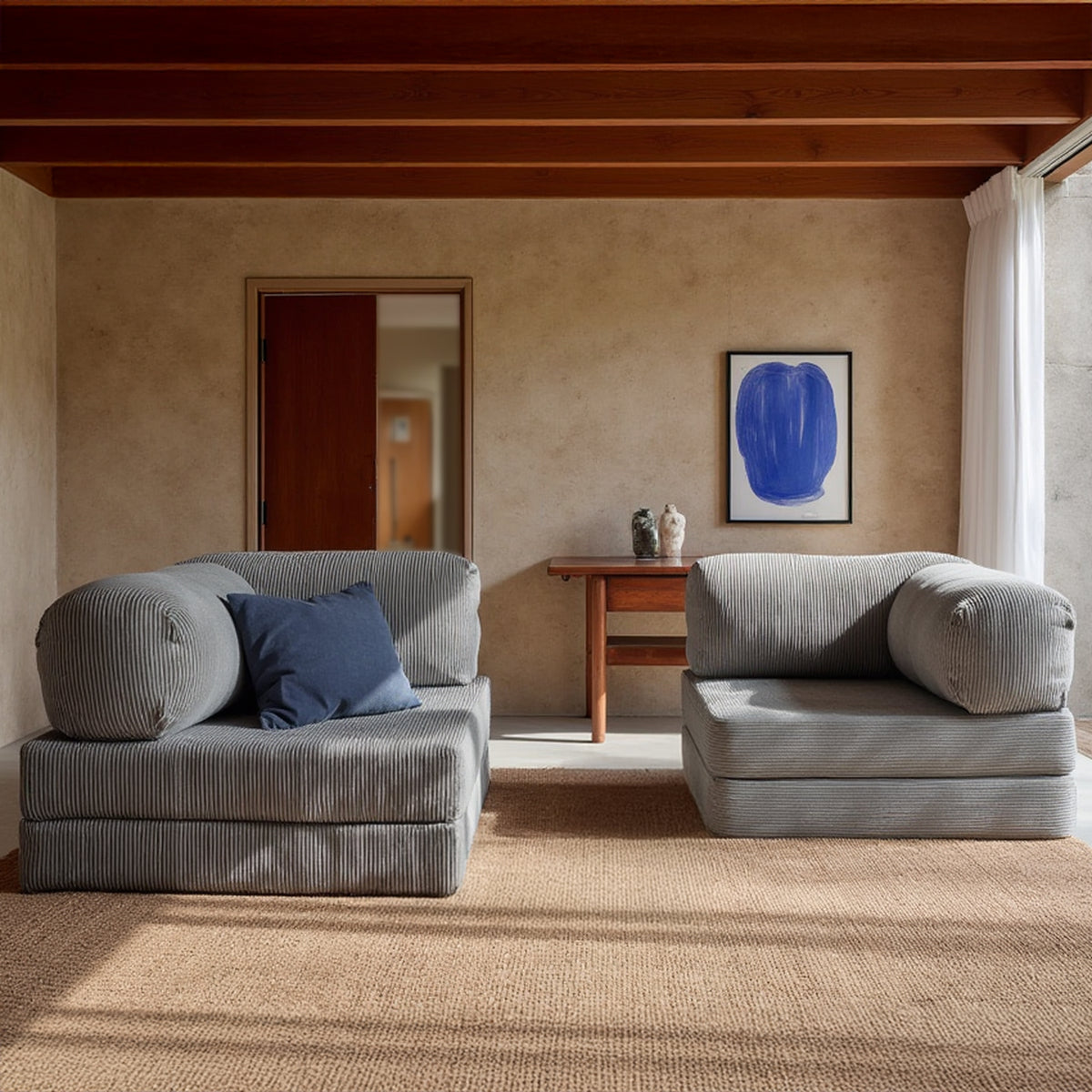 Poltrona do Sofá Cama Bloom Tecido Boucle Cinza - Sofá na Caixa · detalhe na cor cinza · vista 4