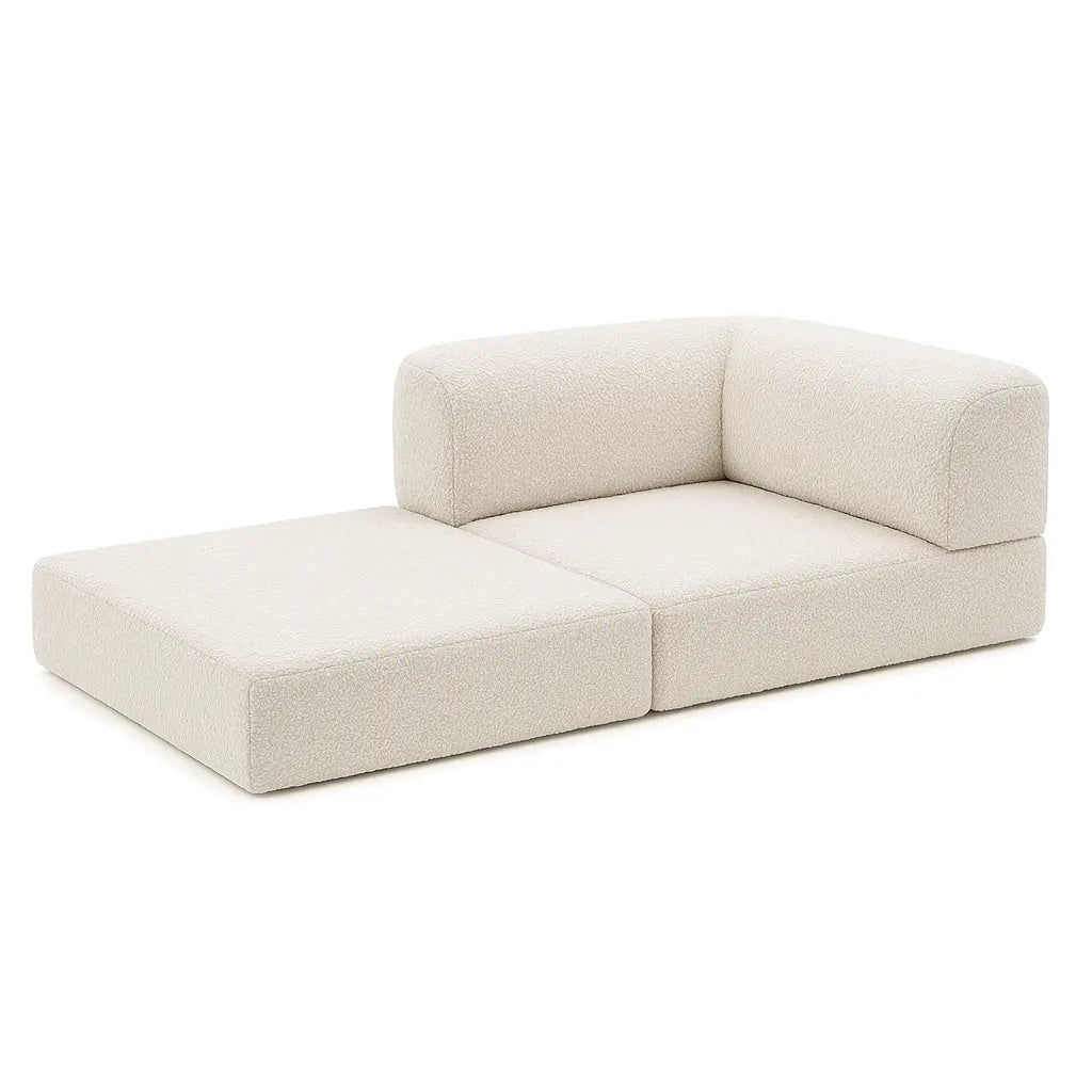 Sofá Cama Bloom - Sofá na Caixa + Poltrona Bloom Tecido Boucle Linho · em tecido linho · vista 3