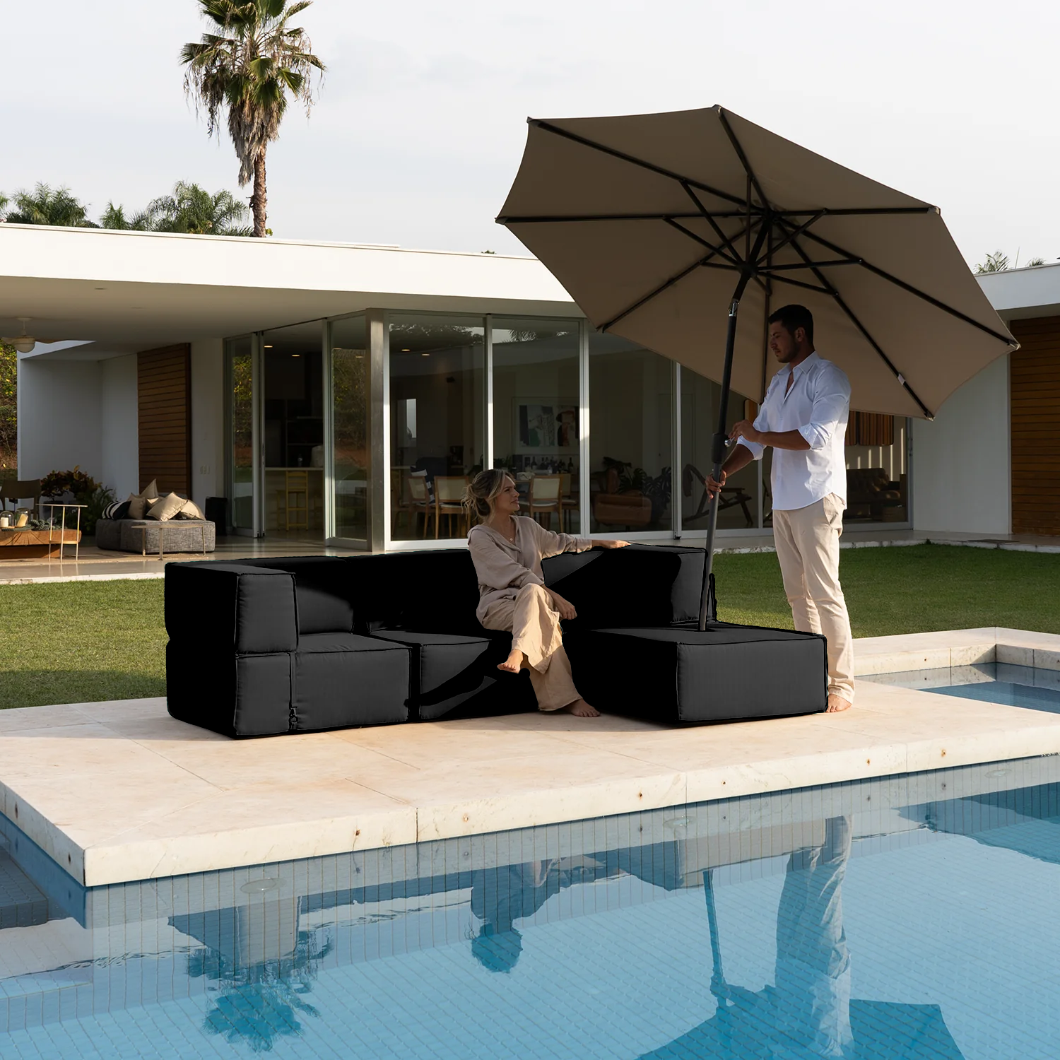 Lounge Zimma com 4 Módulos Preto