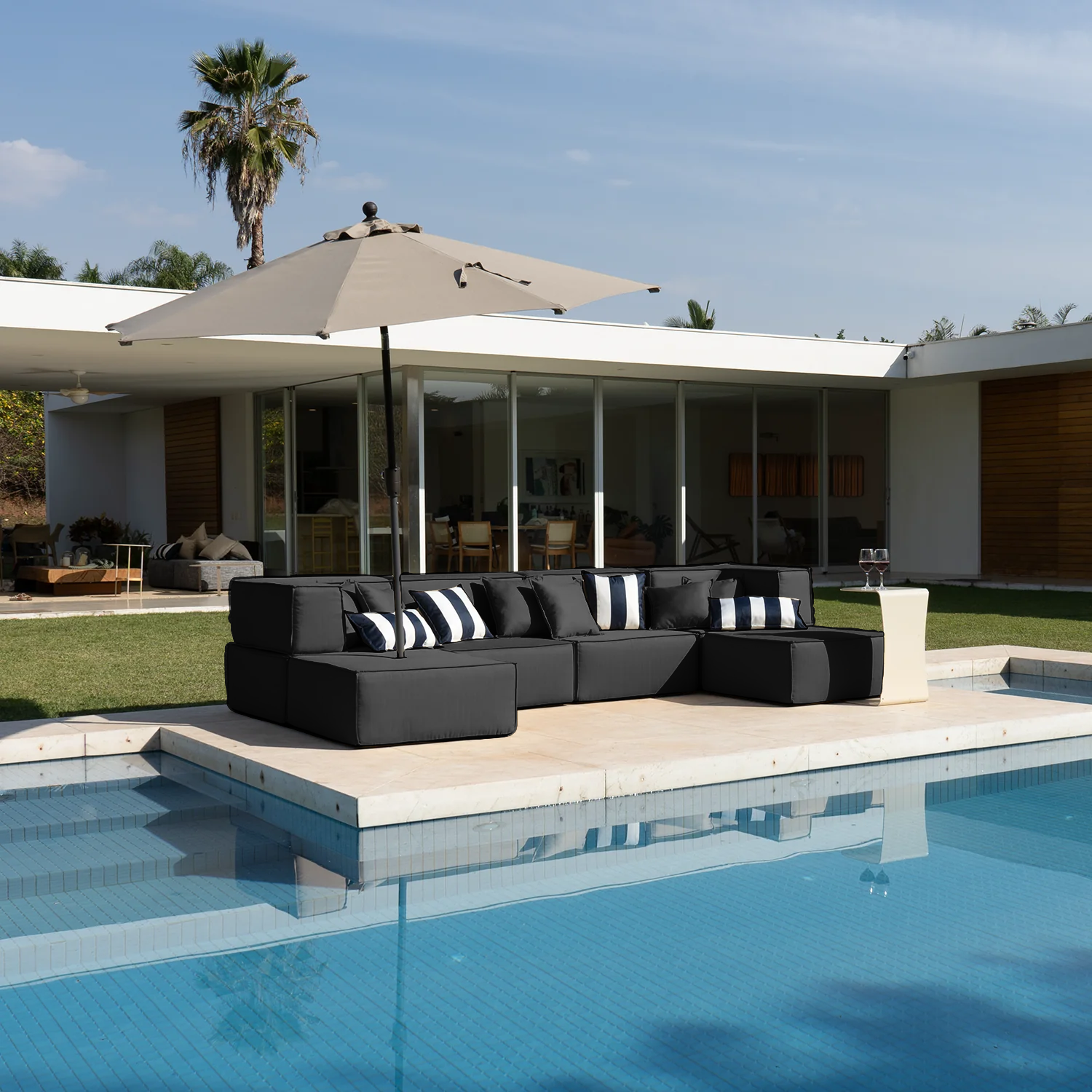 Lounge Zimma com 6 Módulos Preto