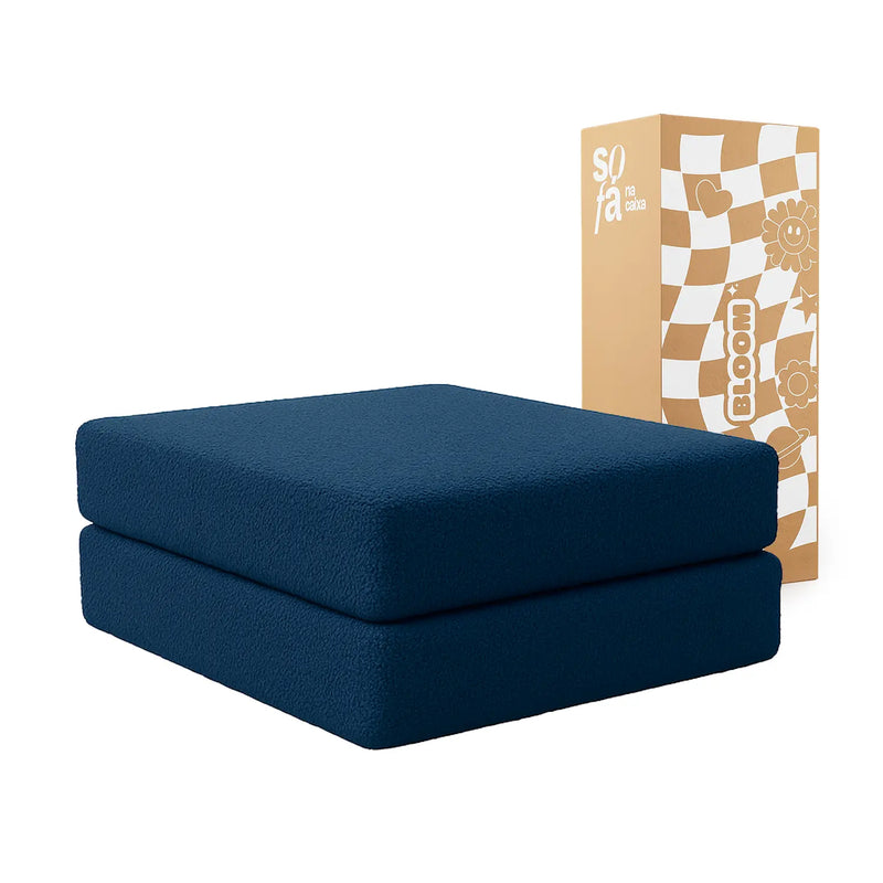 Chaise / Apoio de pé Sofá Cama Bloom Tecido Boucle Azul - Sofá na Caixa