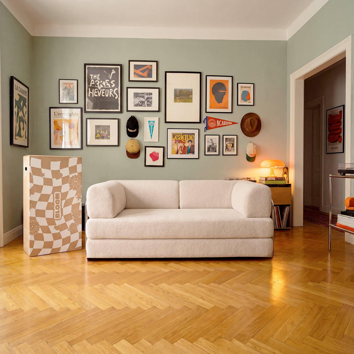 Sofá Cama Bloom Tecido Boucle Linho - Sofá na Caixa