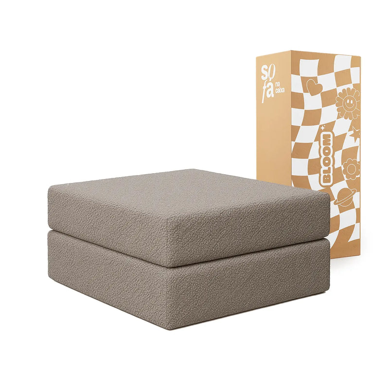 Chaise / Apoio de pé Sofá Cama Bloom Tecido Boucle Cinza - Sofá na Caixa